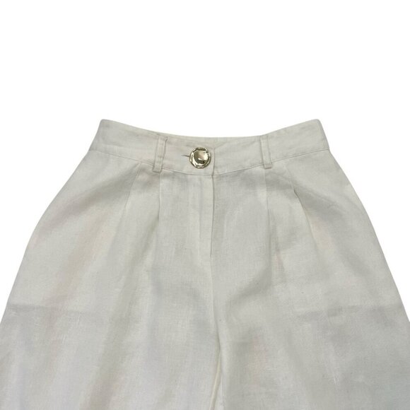 SOFT SURROUNDINGS 100% Linen Pleated Cropped Wide Leg Pants Pockets White size 4 - Picture 3 of 13